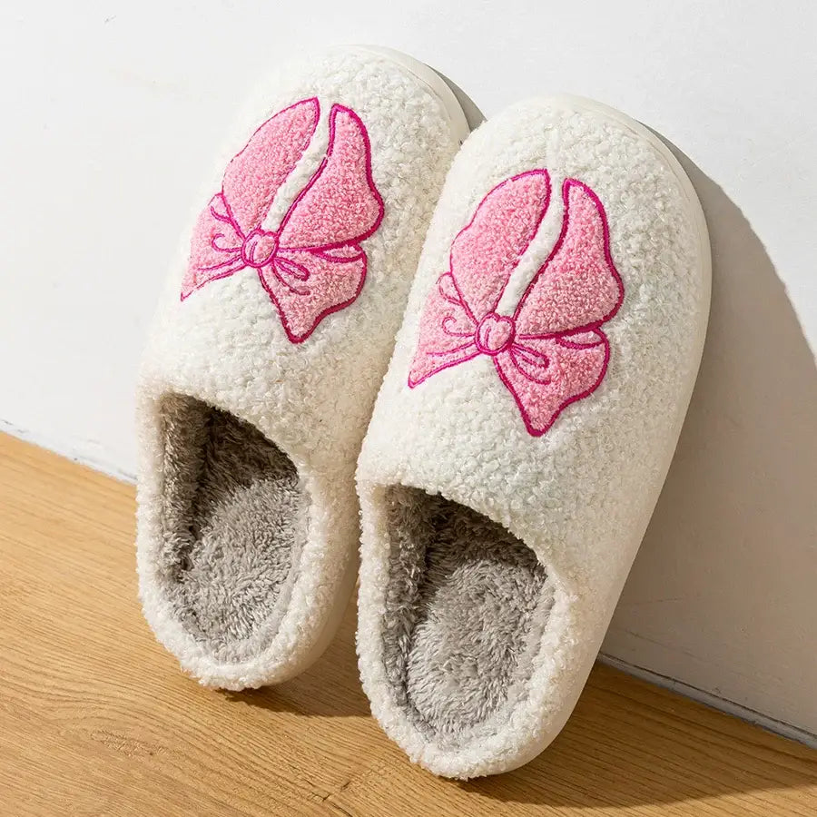 Fuzzy Bow Slippers