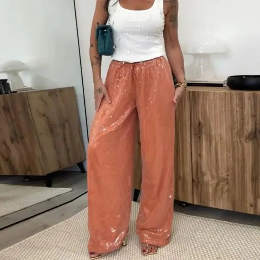 Glitter Pants - Orange / S