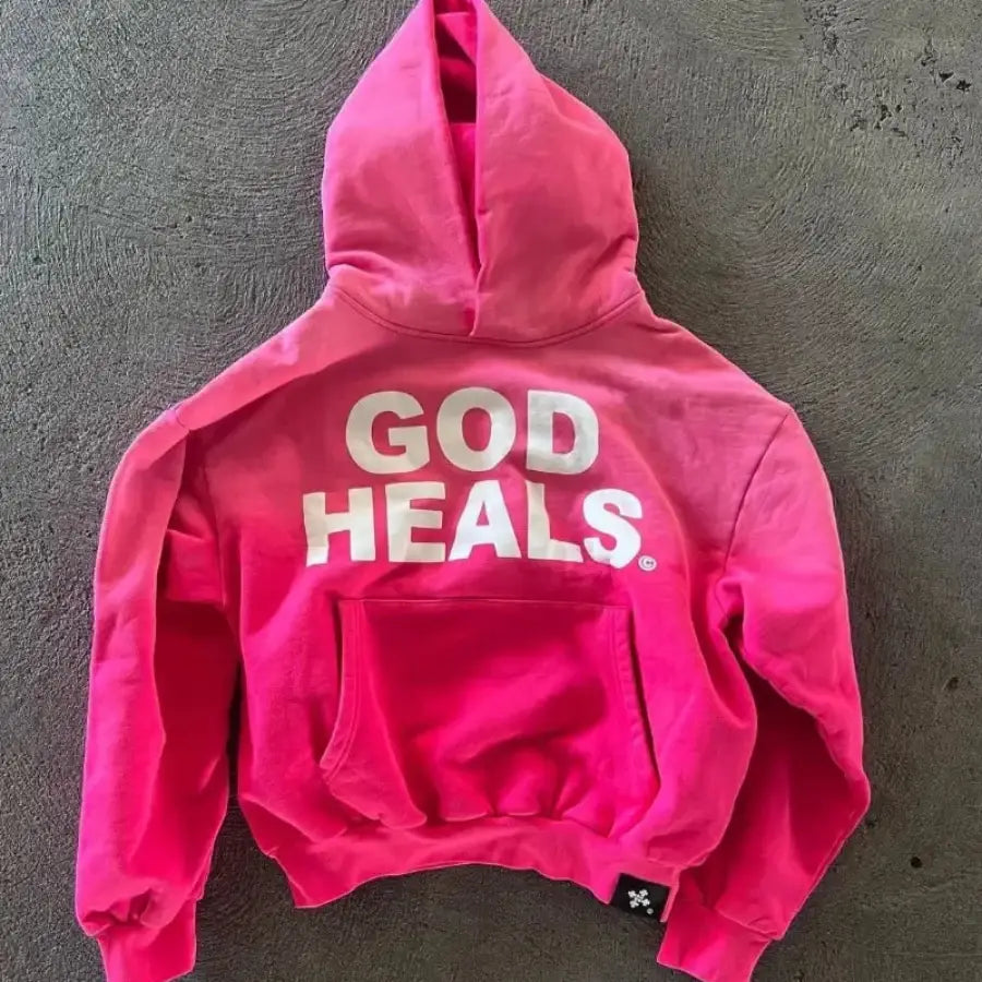 God Heals Hoodie - Pink / S