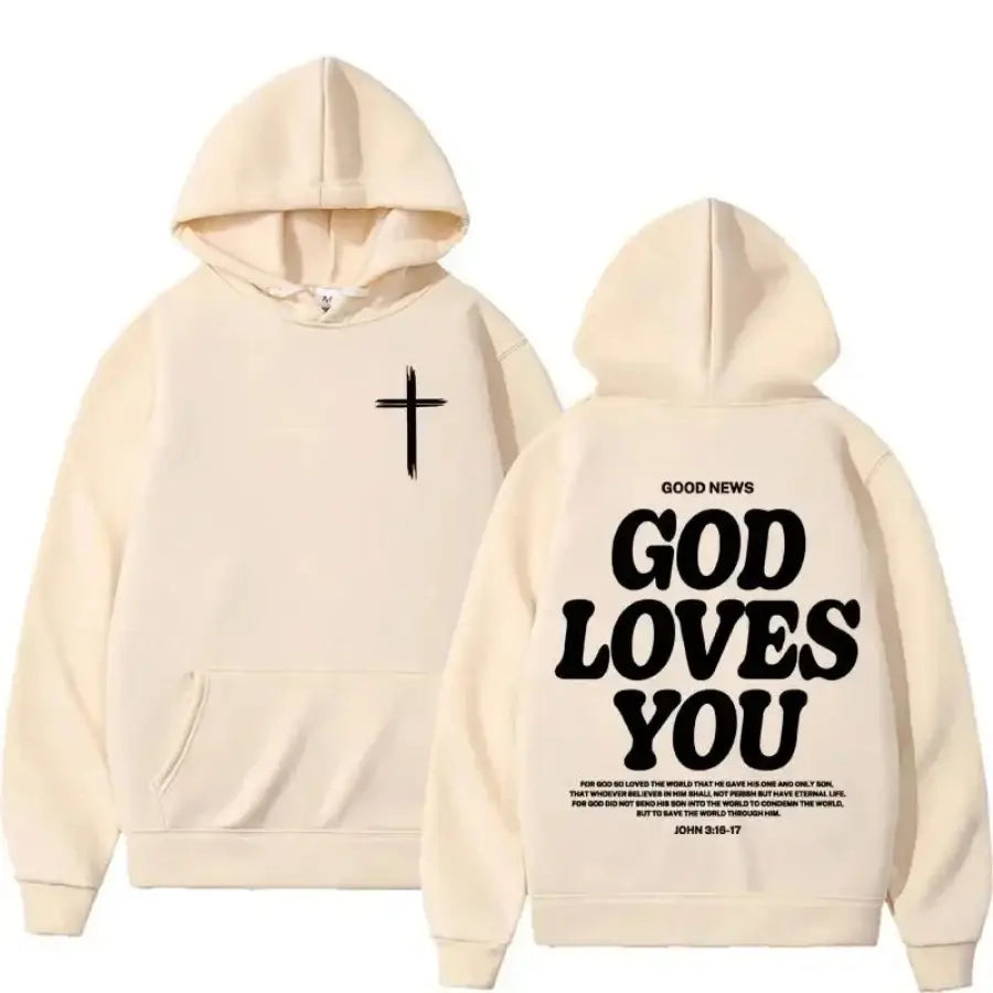 God Loves You Hoodie - Beige / S