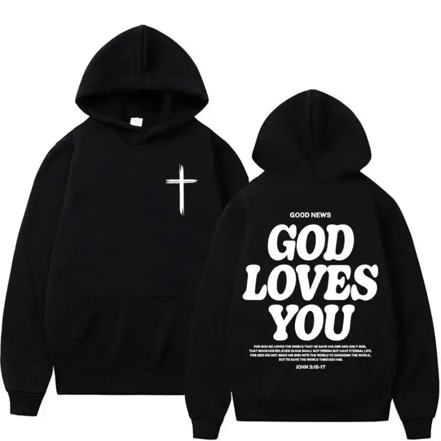 God Loves You Hoodie - Black / S