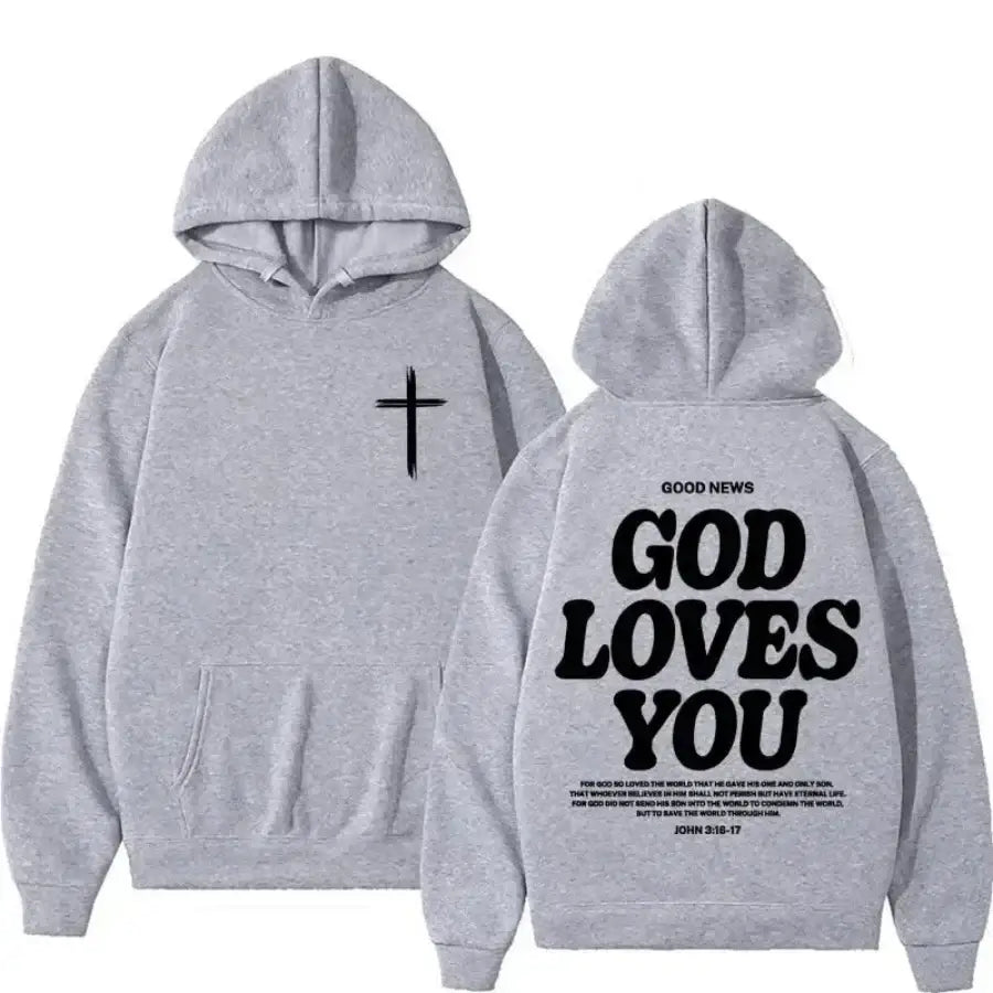 God Loves You Hoodie - Grey / S