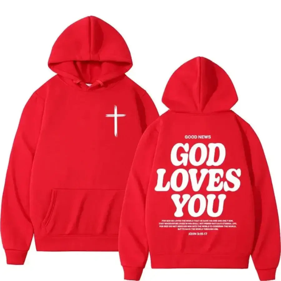 God Loves You Hoodie - Red / S