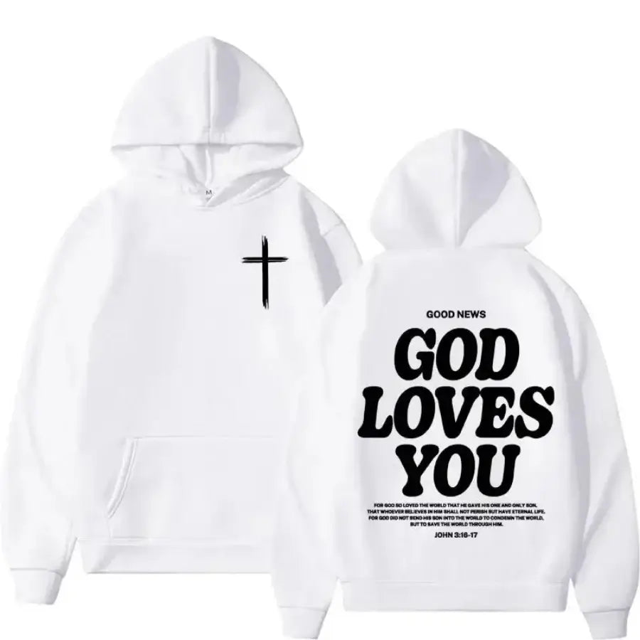 God Loves You Hoodie - White / S