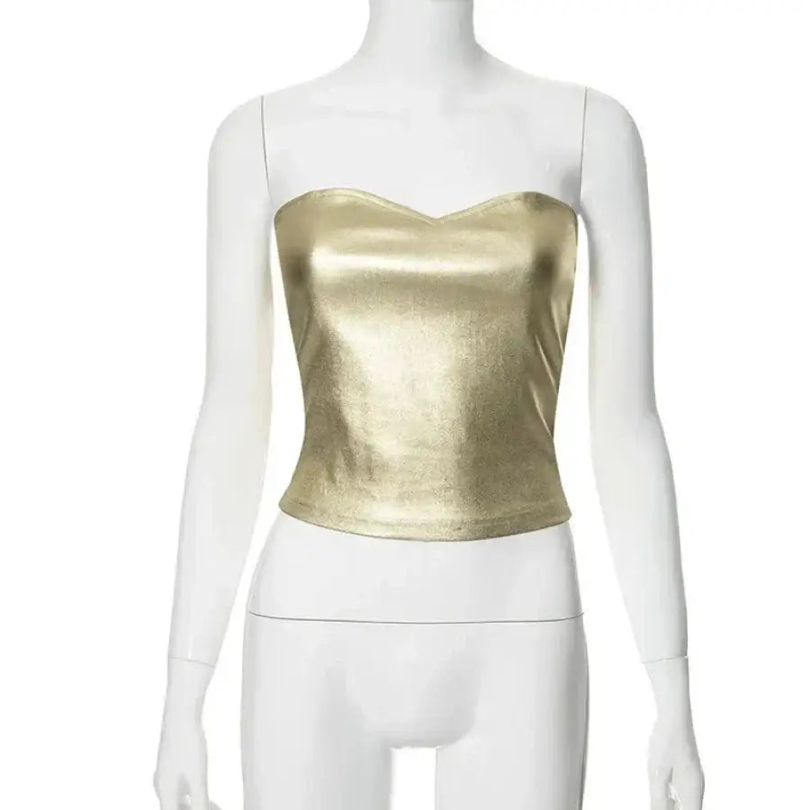 Gold Strapless Top