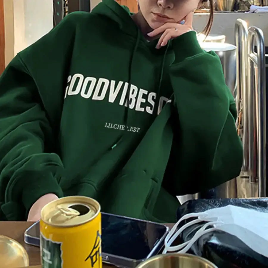 Good Vibes Only Hoodie Green / S