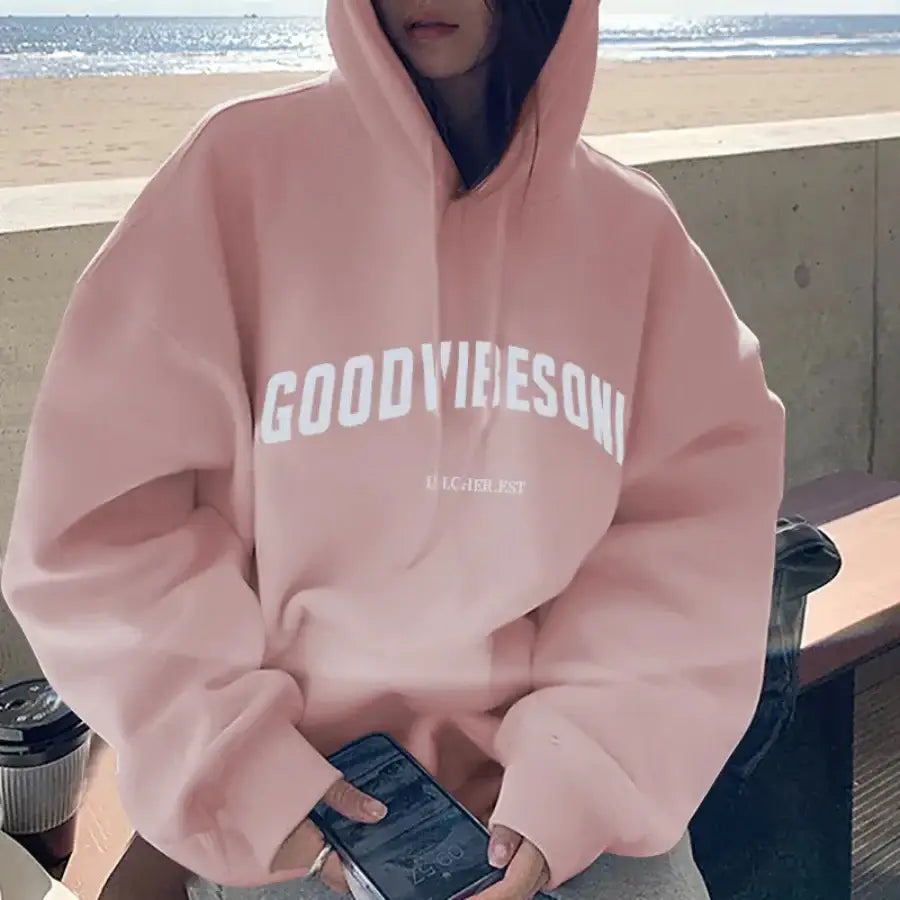 Good Vibes Only Hoodie Pink / S