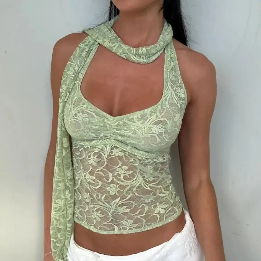Green Lace Top - S