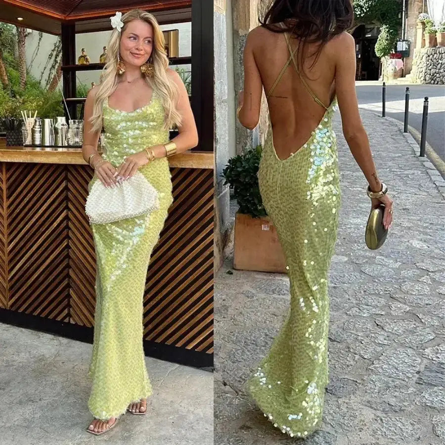 Halter Glitter Dress - S