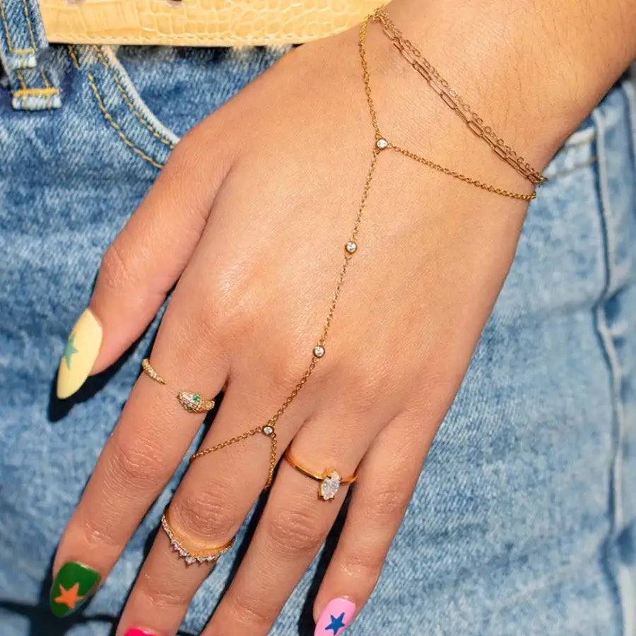 Hand Chain Bracelet - Gold