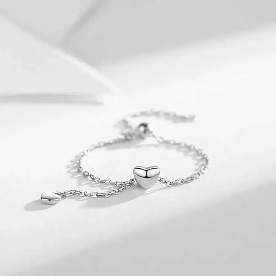 Heart Chain Ring Silver