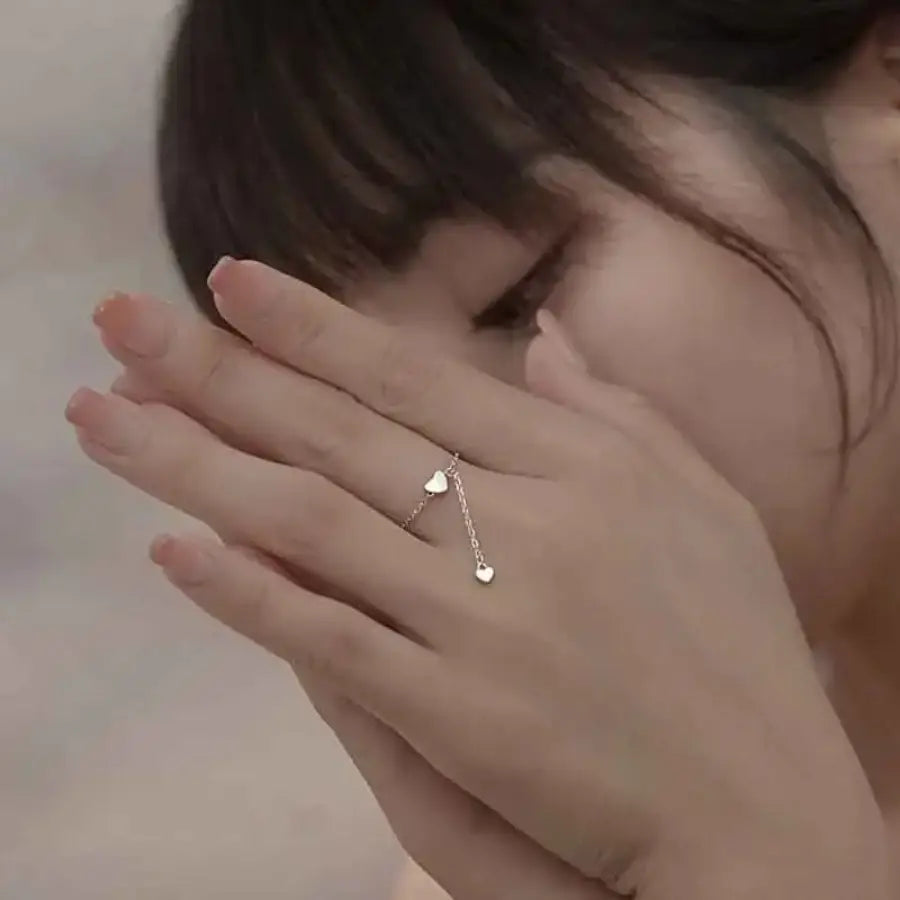 Heart Chain Ring Silver