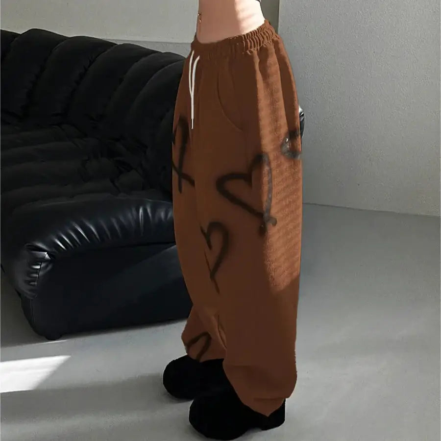 Heart Sweatpants - Brown / XS