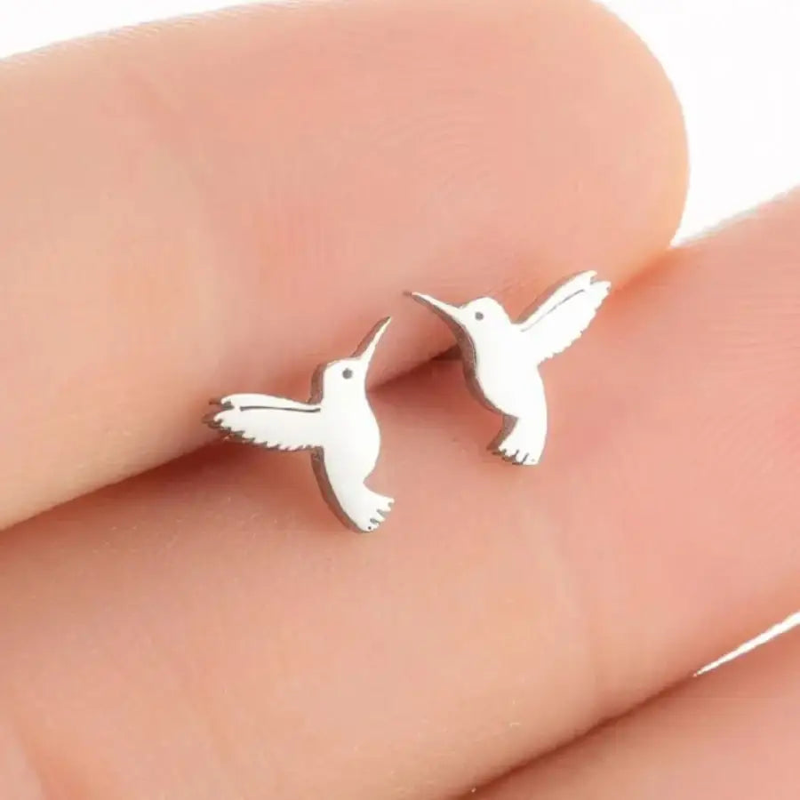 Hummingbird Stud Earrings - Silver