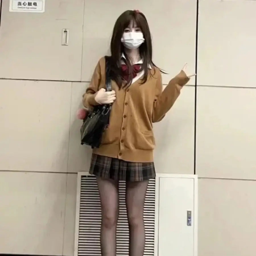 Japanese School Uniform Sweater - Brown / S
