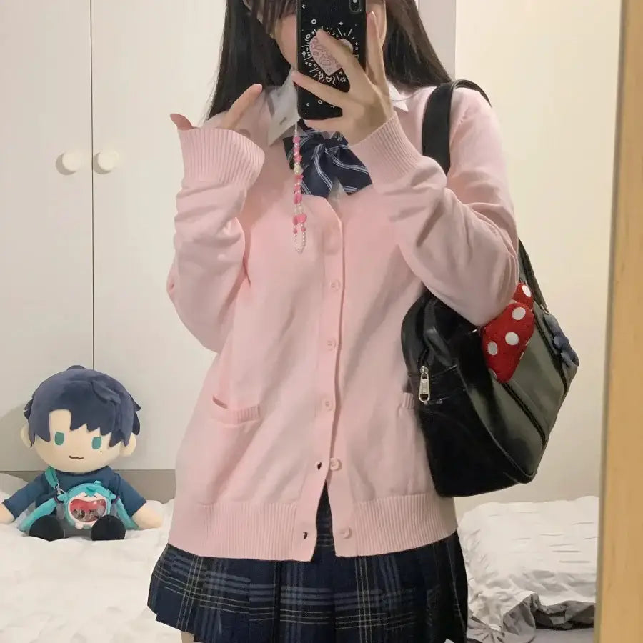 Japanese School Uniform Sweater - Pink / S