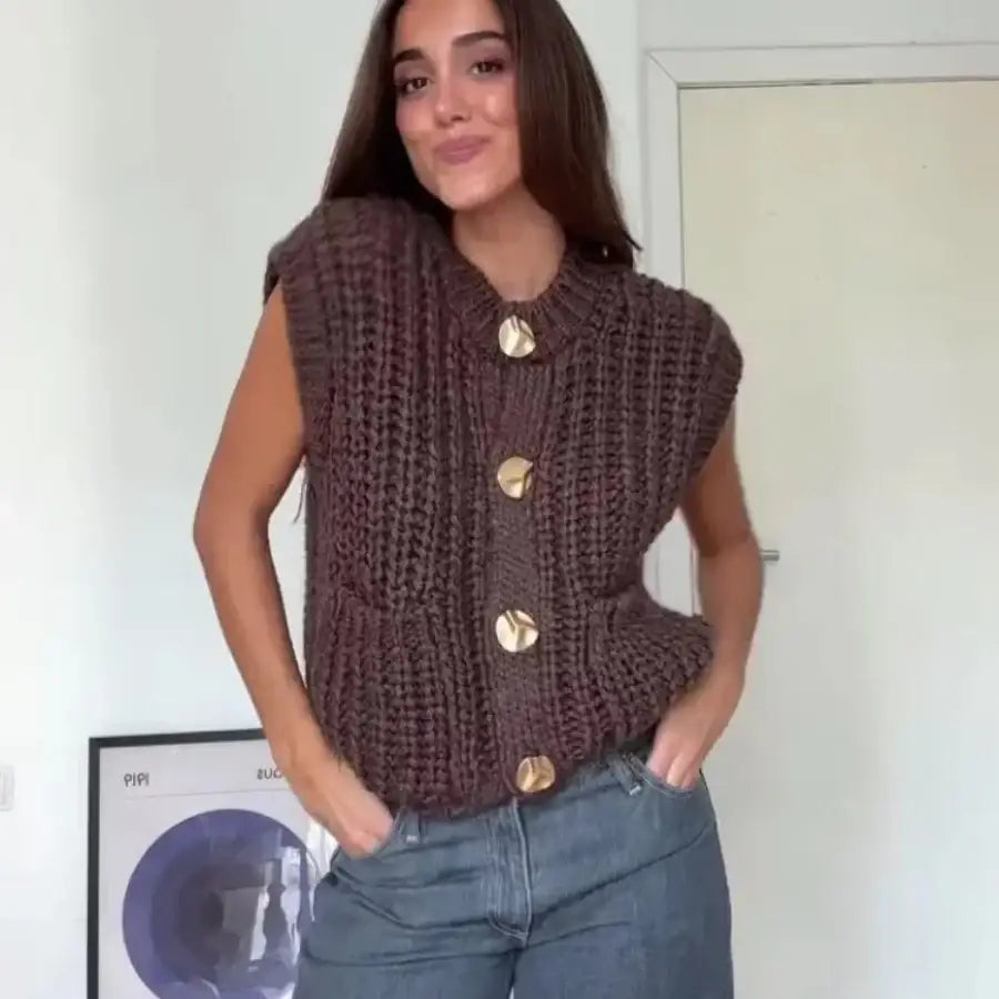 Knitted Sleeveless Cardigan