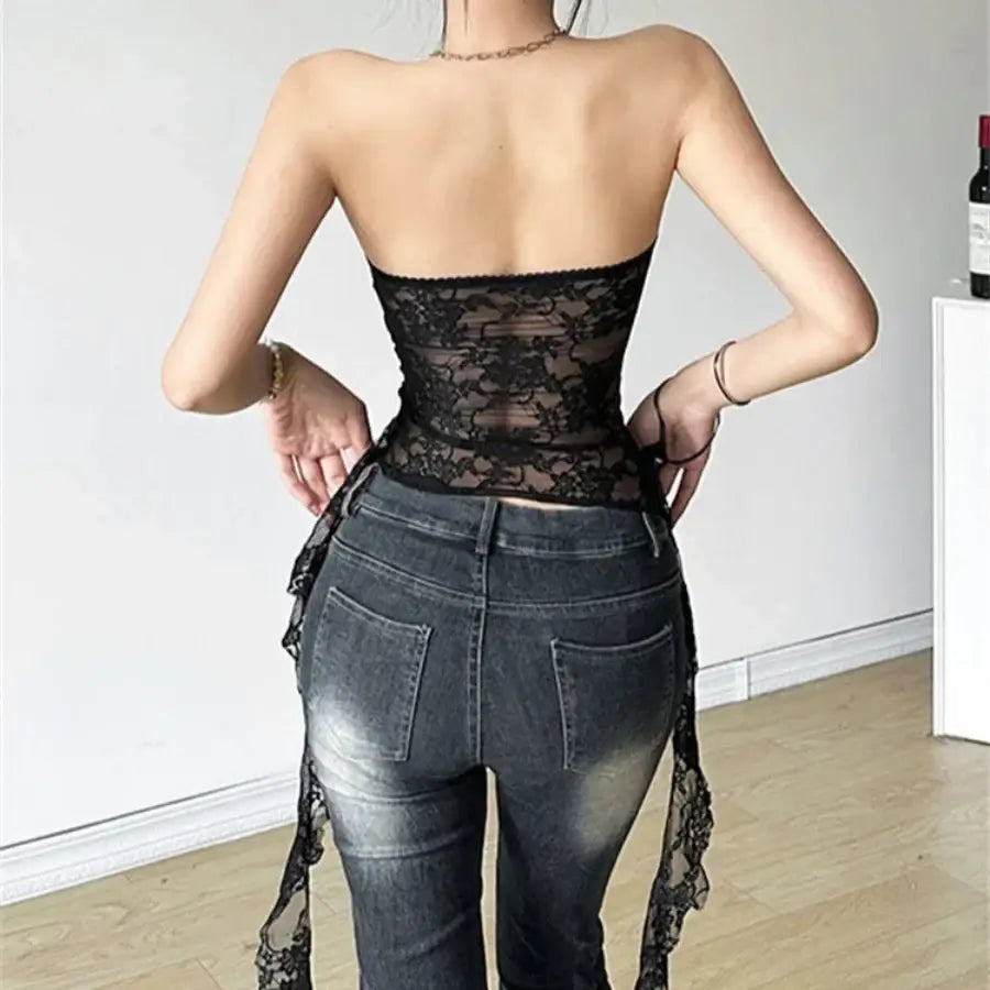 Lace Strapless Top