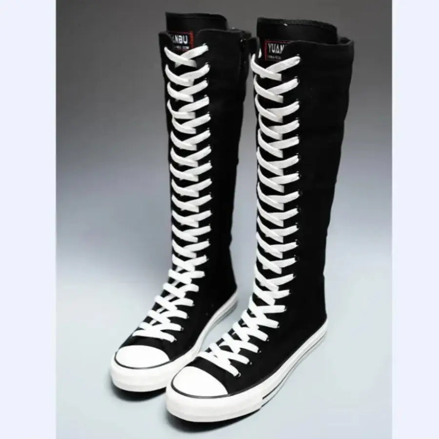 Lace Up Boot Sneakers - White / 5