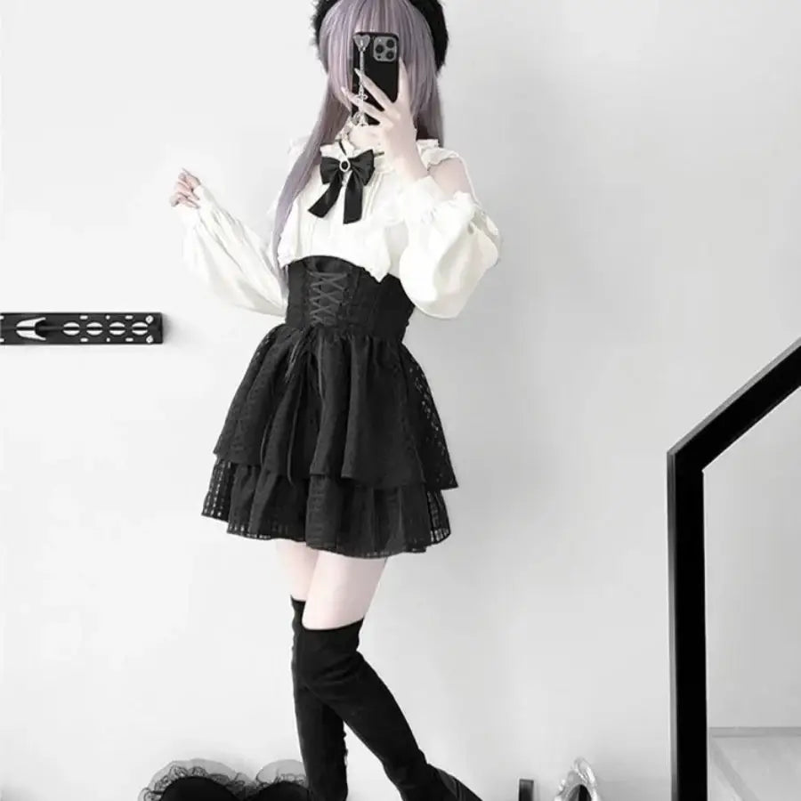 Lace Up Corset Skirt