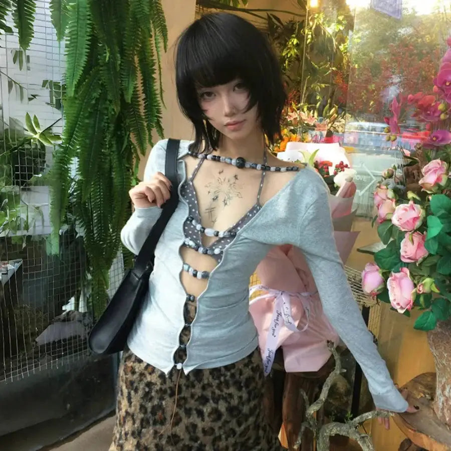 Lace Up Pearl Top