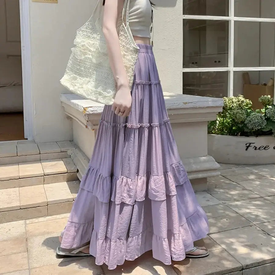Layered Long Skirt Purple / S