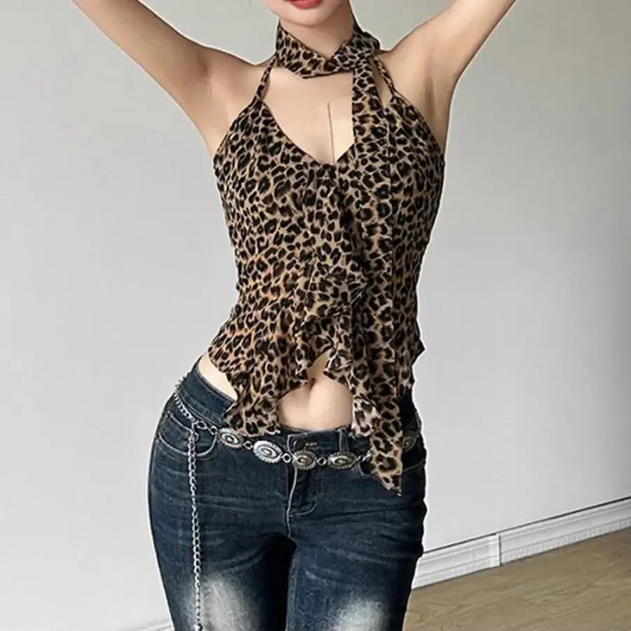 Leopard Halter Top