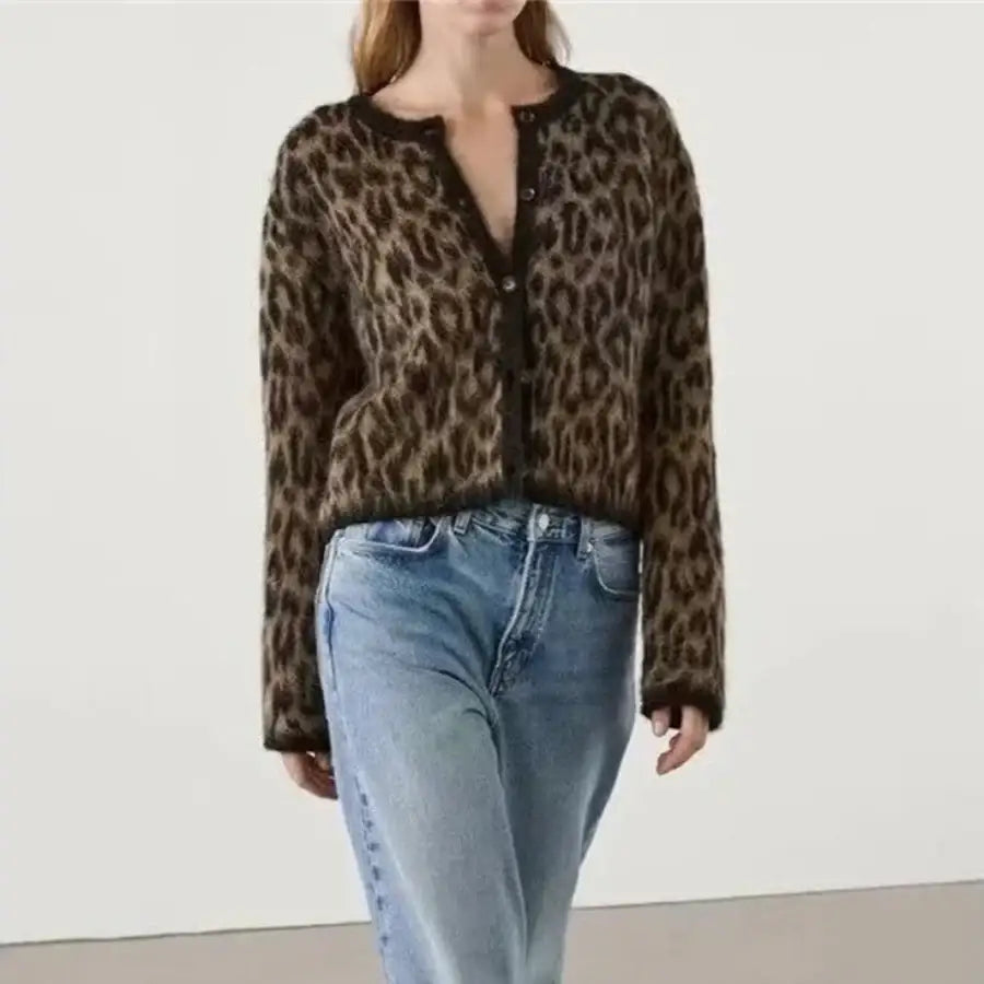 Leopard Print Cardigan - S