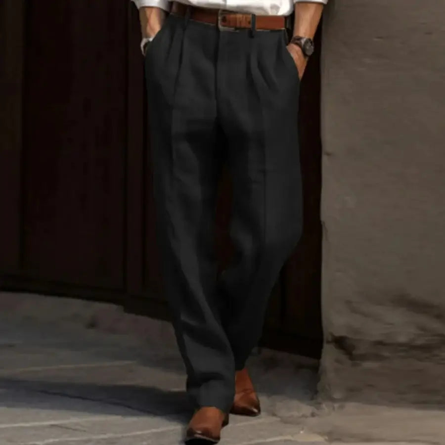 Linen Suit Pants - Black / S
