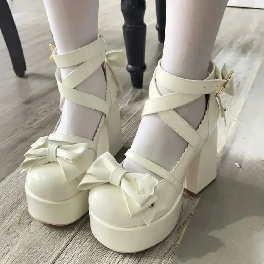 Lolita Bow Shoes - Beige / 5