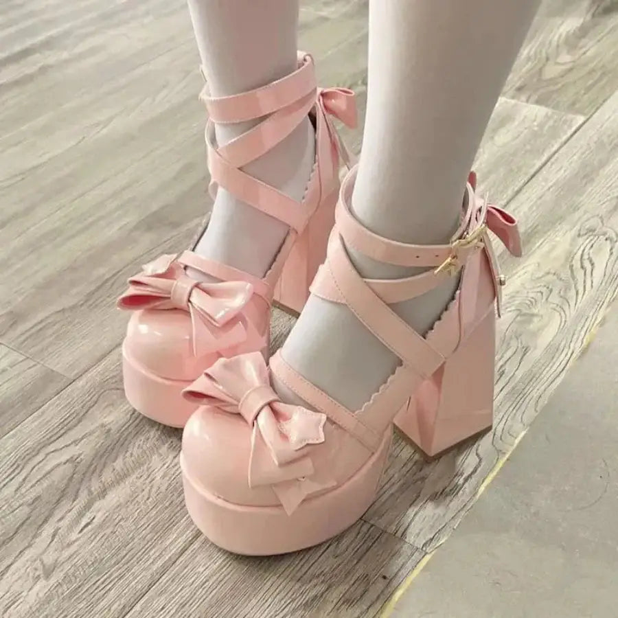 Lolita Bow Shoes - Pink / 5
