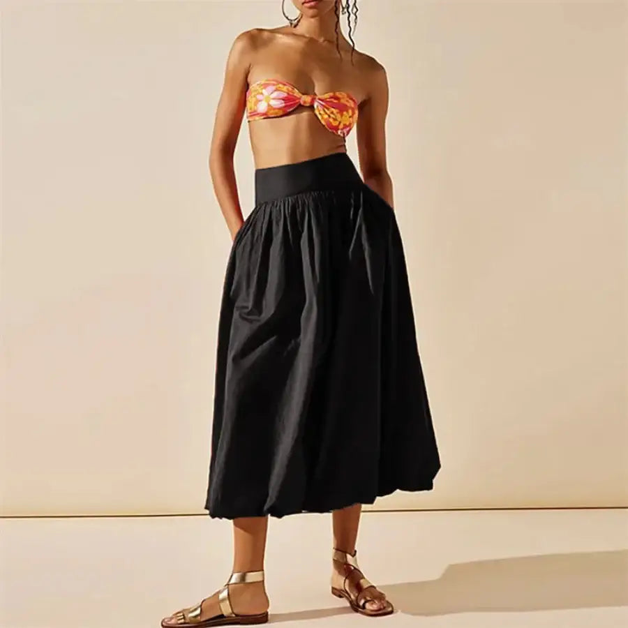 Long Bubble Skirt - Black / S