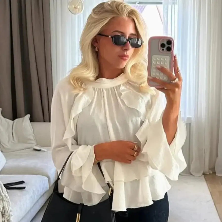 Long Sleeve Ruffle Shirt - XS