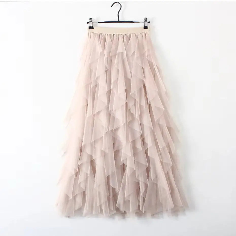 Long Tulle Skirt Beige / One Size