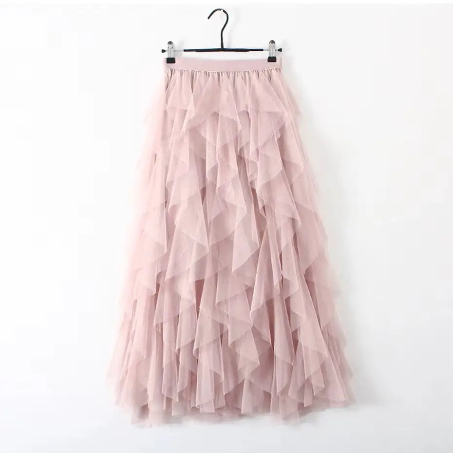 Long Tulle Skirt Pink / One Size