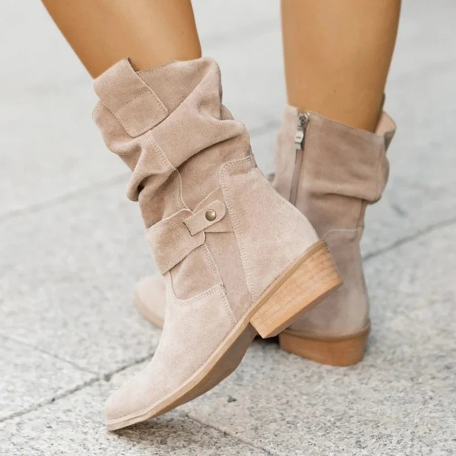 Low heel suede ankle boots - Apricot / 6