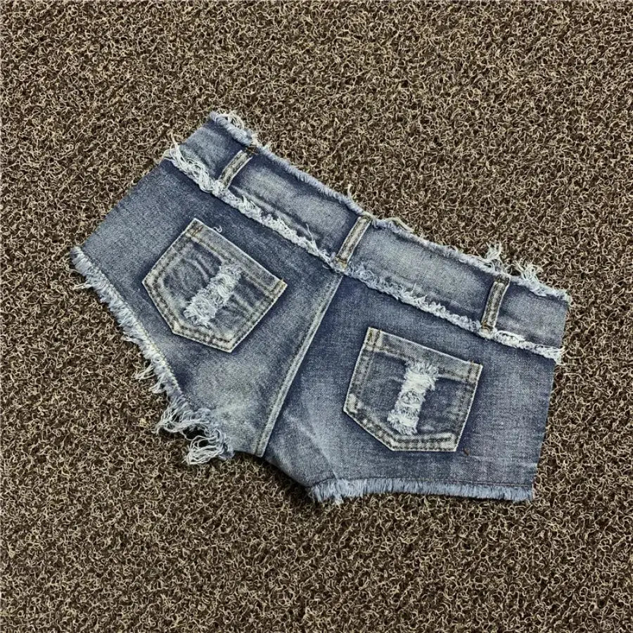Low Rise Ripped Jean Shorts