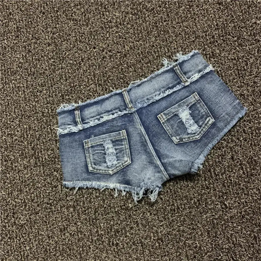 Low Rise Ripped Jean Shorts
