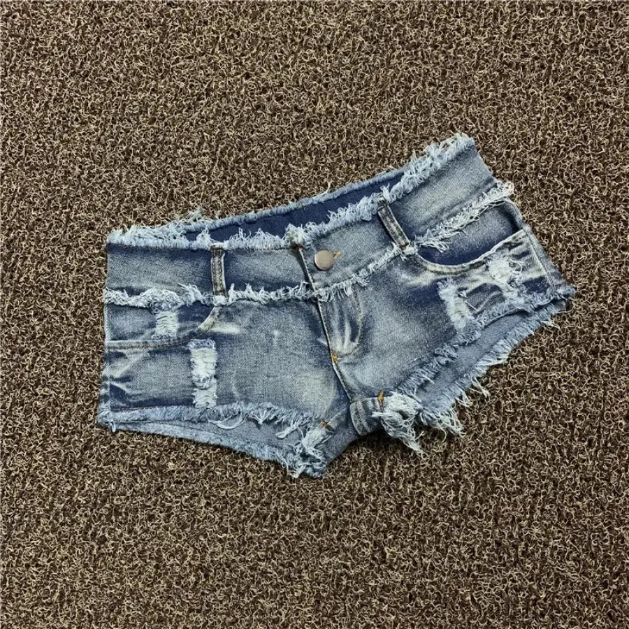 Low Rise Ripped Jean Shorts