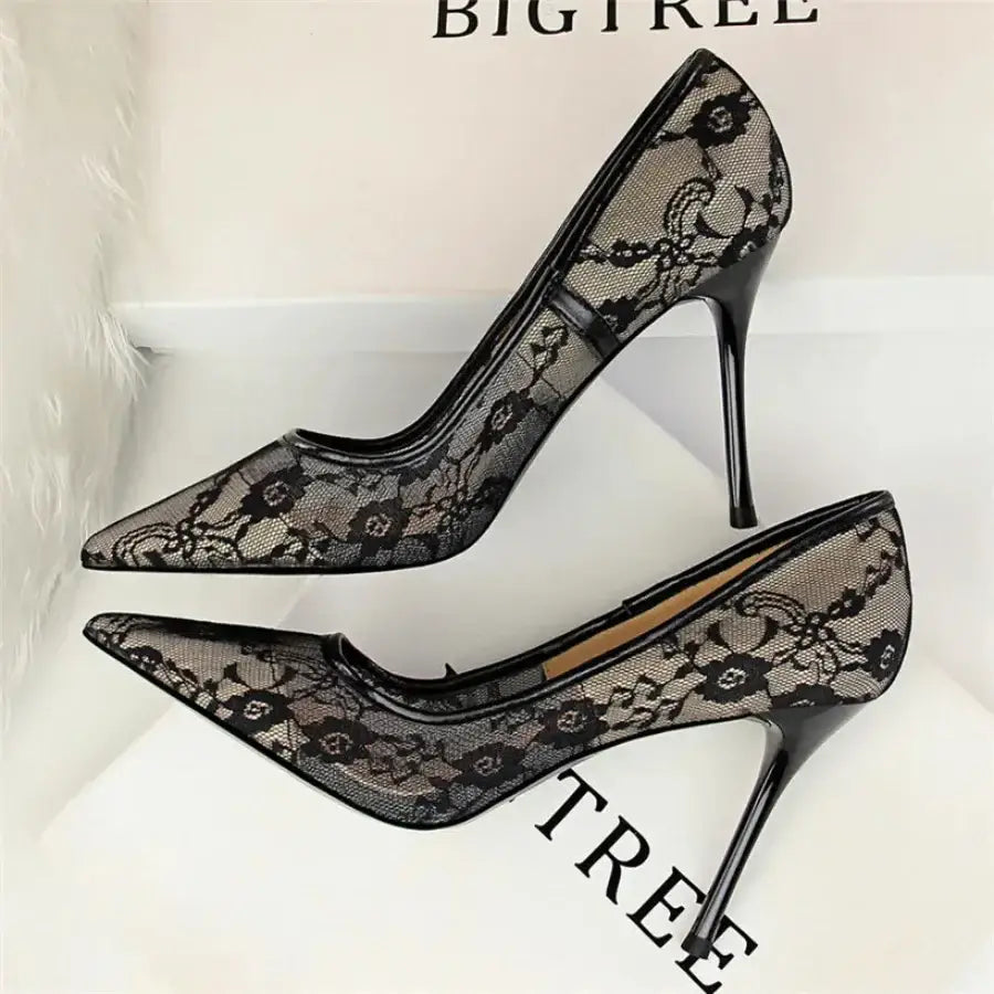 Mesh High Heels - Black / 4.5