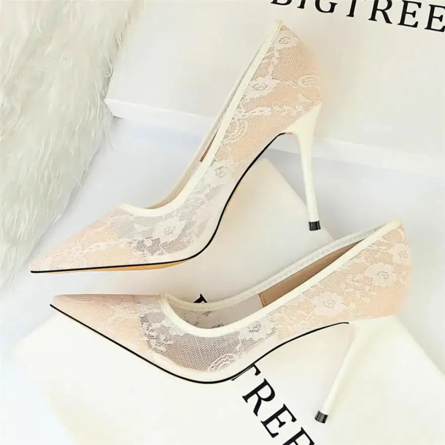 Mesh High Heels - White / 4.5