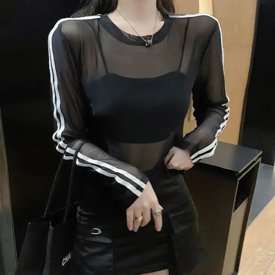 Mesh Long Sleeve Top