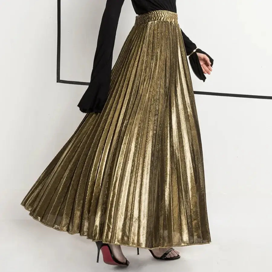 Metallic Pleated Skirt