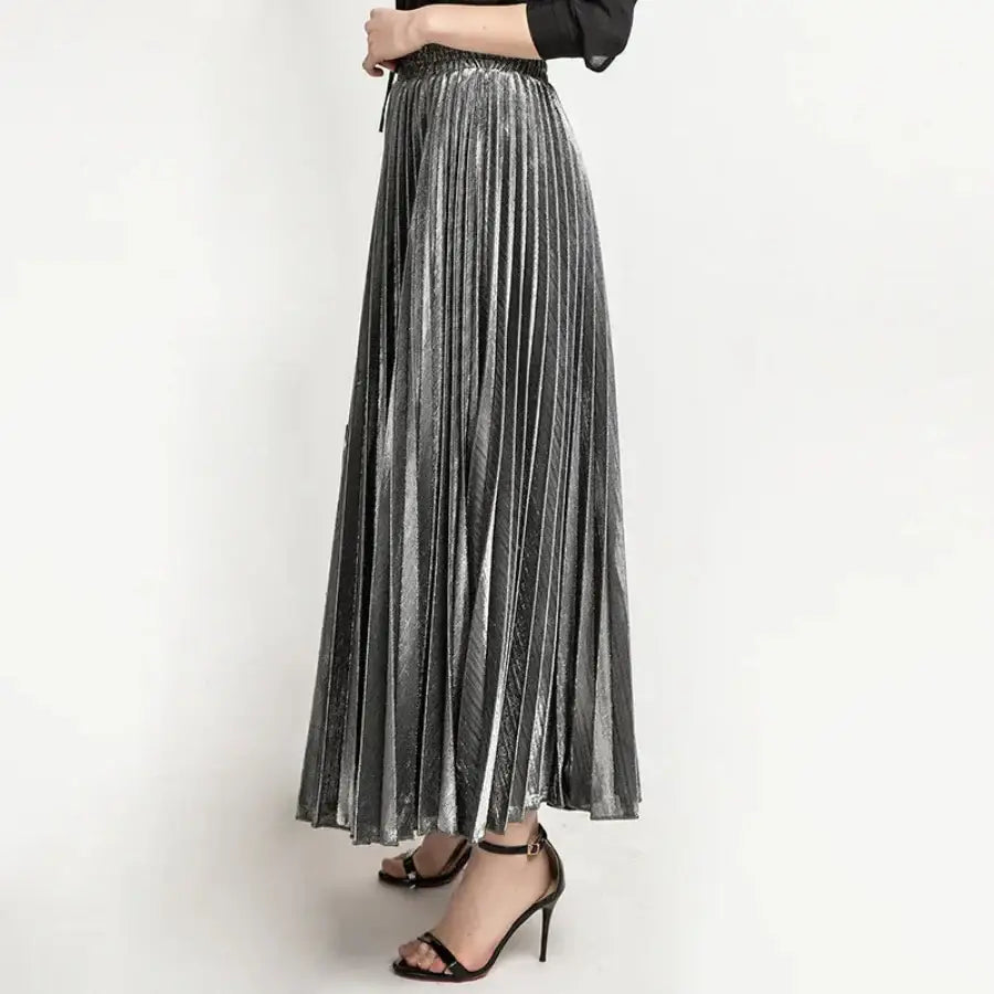 Metallic Pleated Skirt
