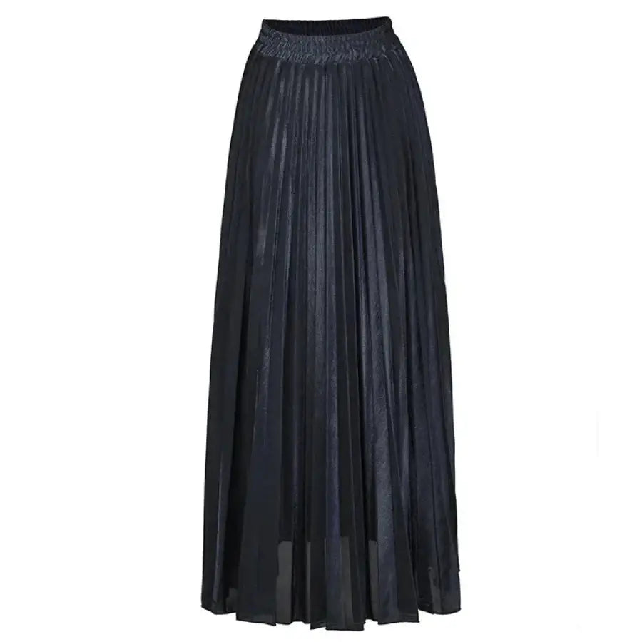 Metallic Pleated Skirt Black / S