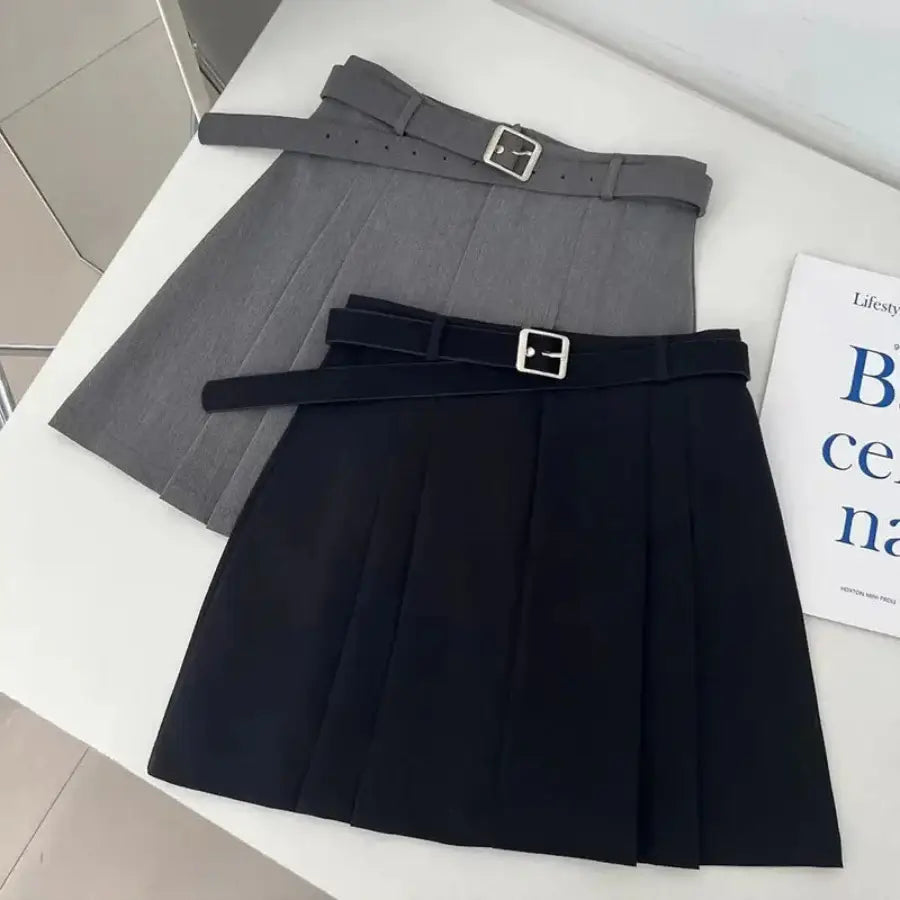 Mini Skirt With Belt - Black / S