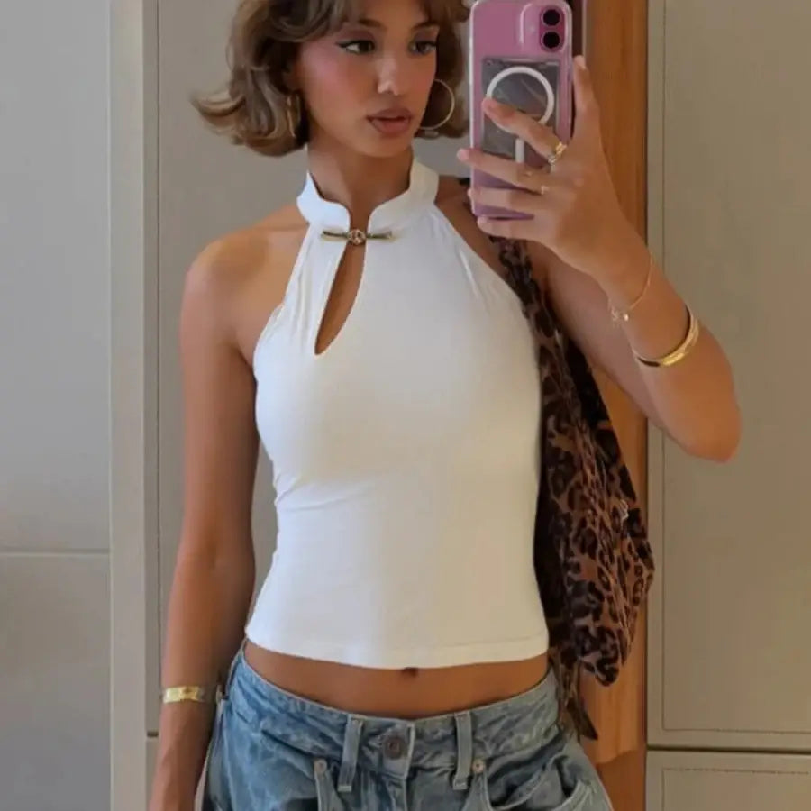 Modern Cheongsam Top - White / S
