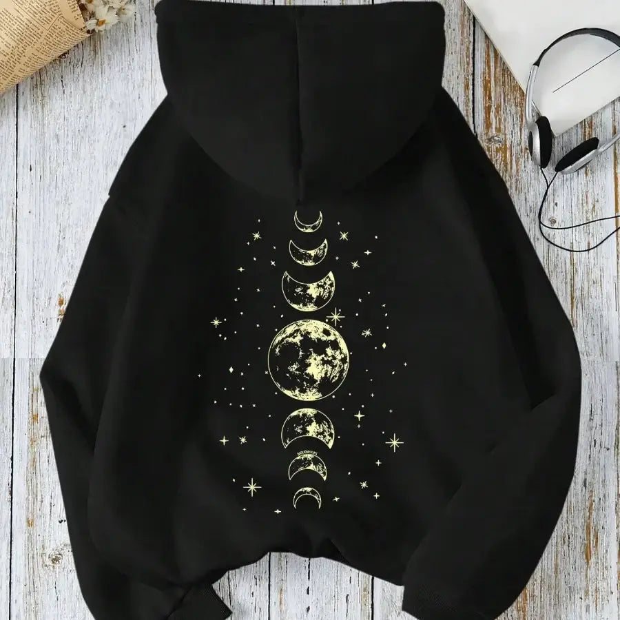 Moon Phase Hoodie - Black / S