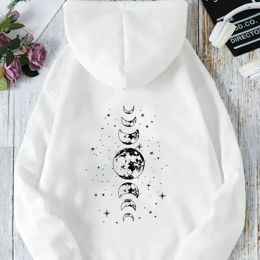 Moon Phase Hoodie - White / S