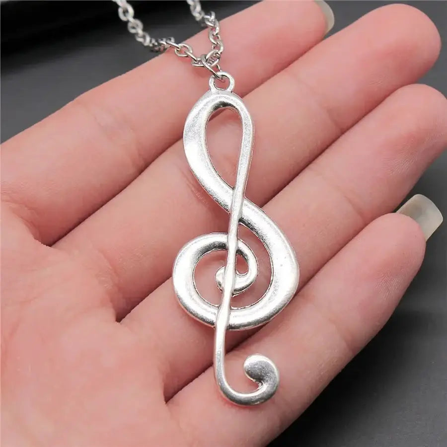 Music Note Necklace - Silver / 45cm